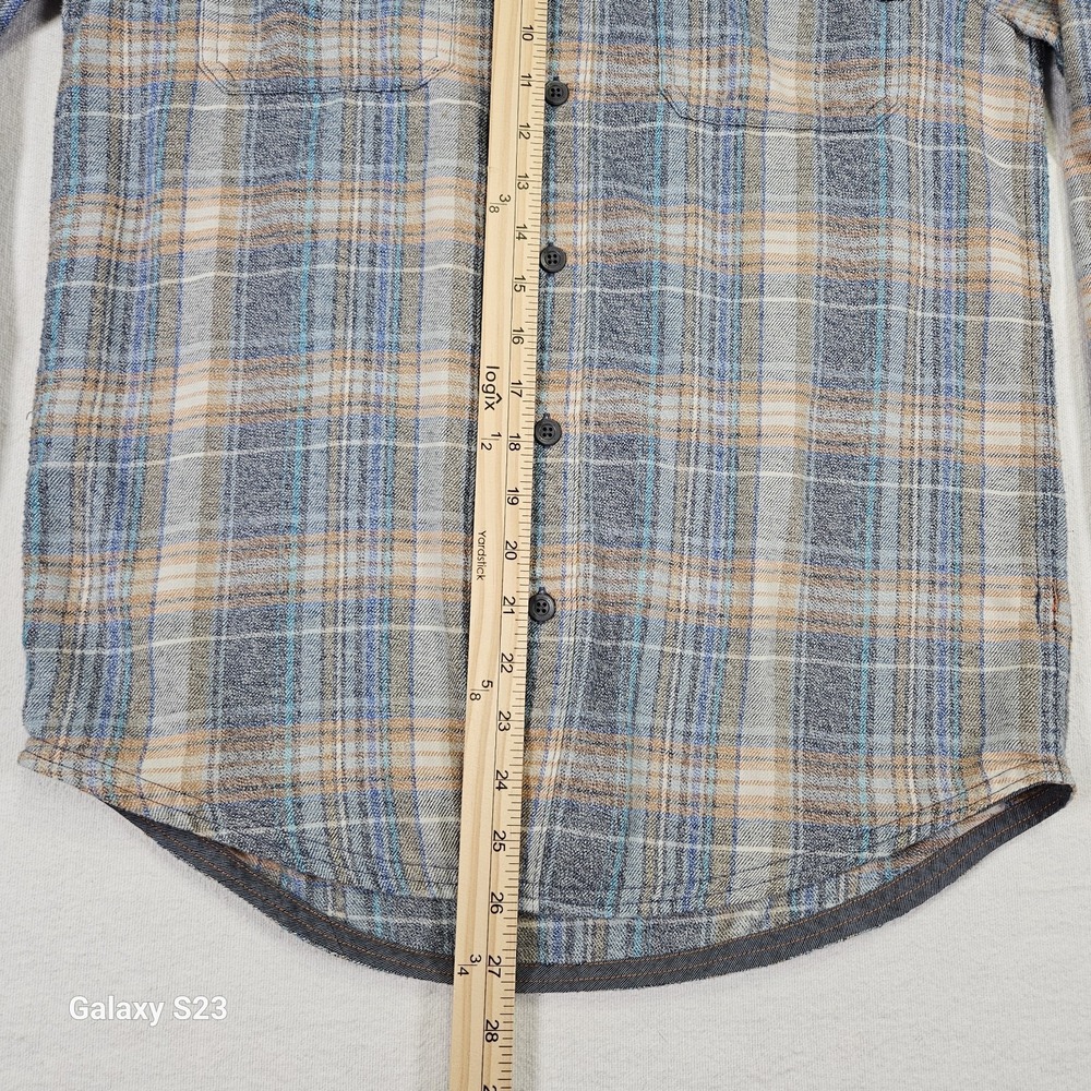 Marmot Flannel Shirt Men's S Blue Yellow Plaid Long Sleeve Collared Button-Up - Picture 8 of 10